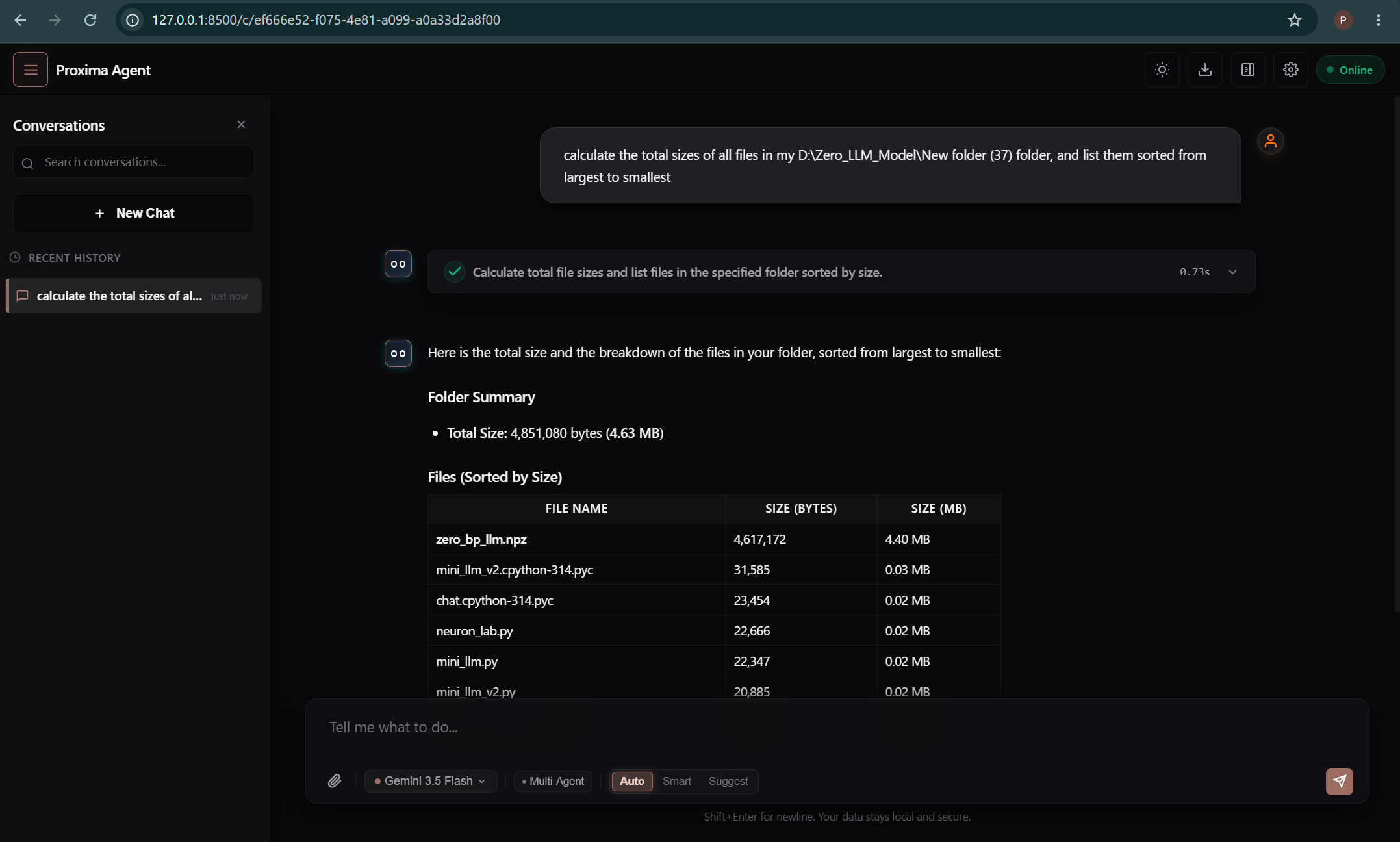 Proxima Agent Live Execution
